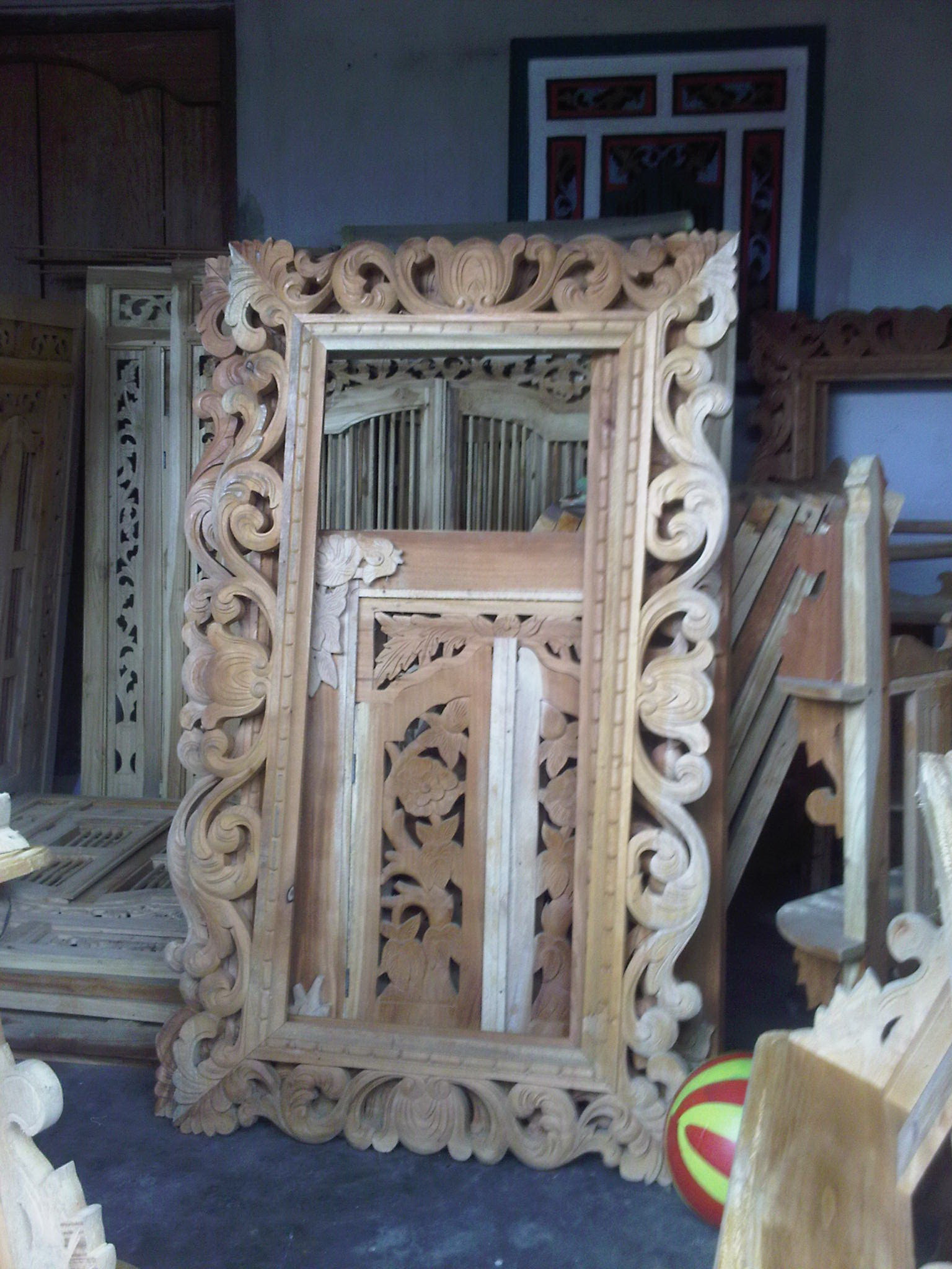 wooden mirror CodeWM100B  size 110x90cm
